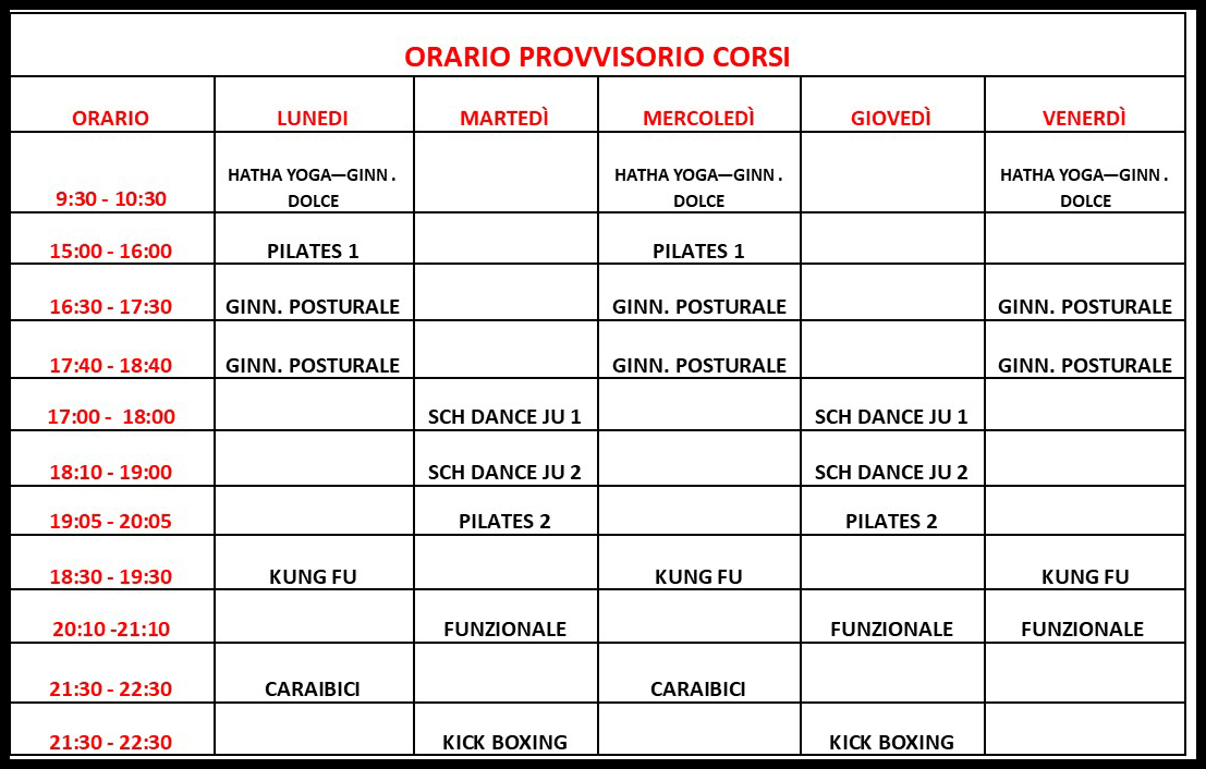 CORSI E ORARI